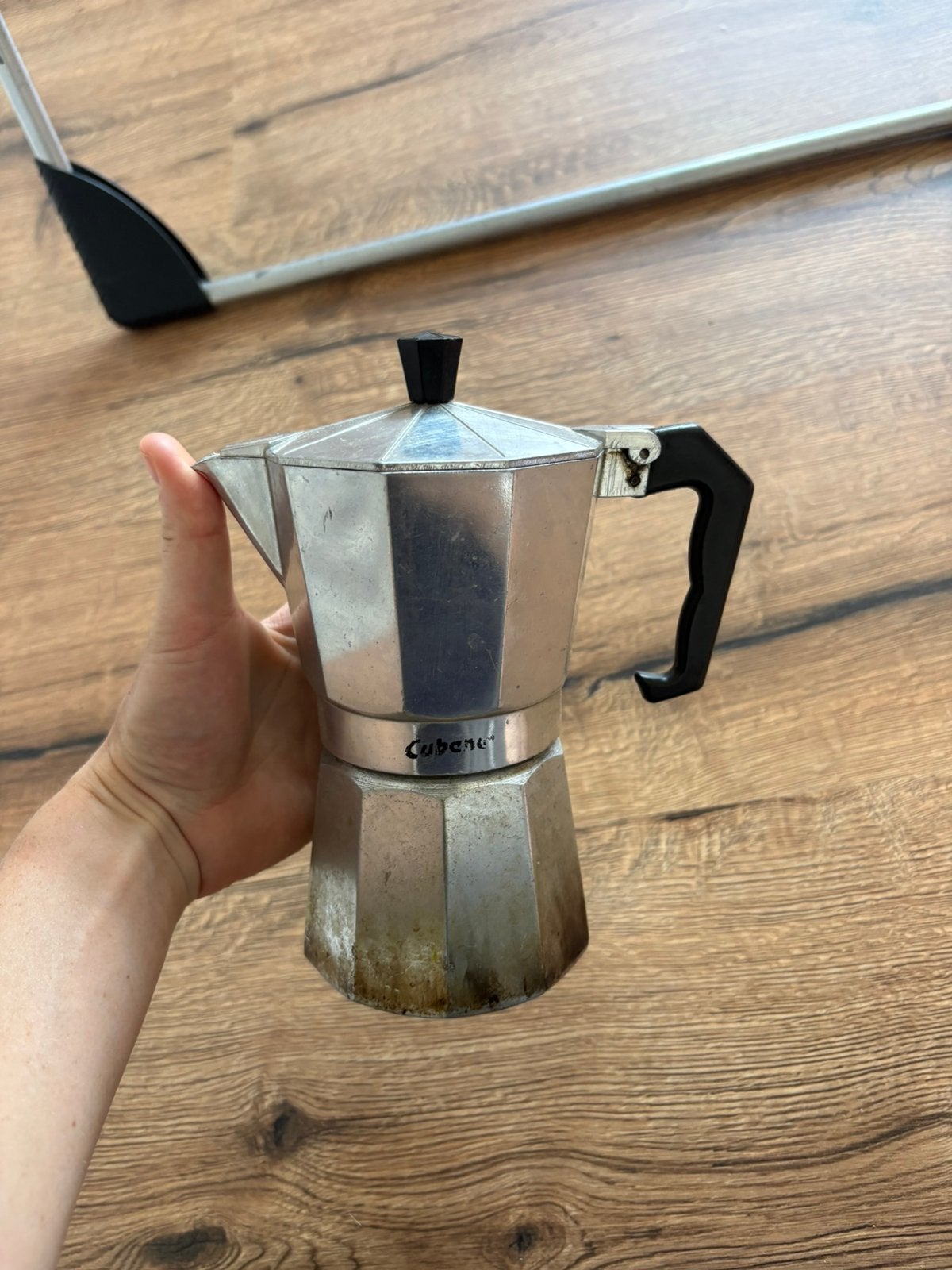 Mokkapot espressopot caffetiere percolator, Ophalen of Verzenden, Gebruikt, Metaal, Zilver