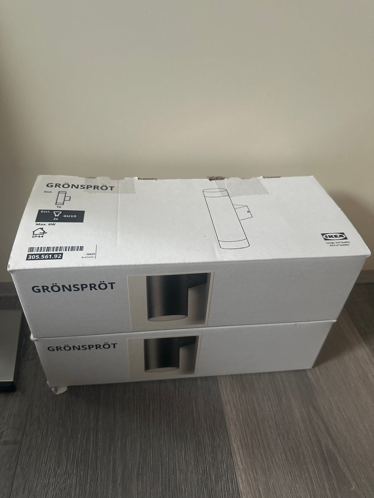 IKEA GRÖNSPRÖT wandlampen, 2 stuks, nieuw in doos, Metaal, Zwart, GU10, Nieuw