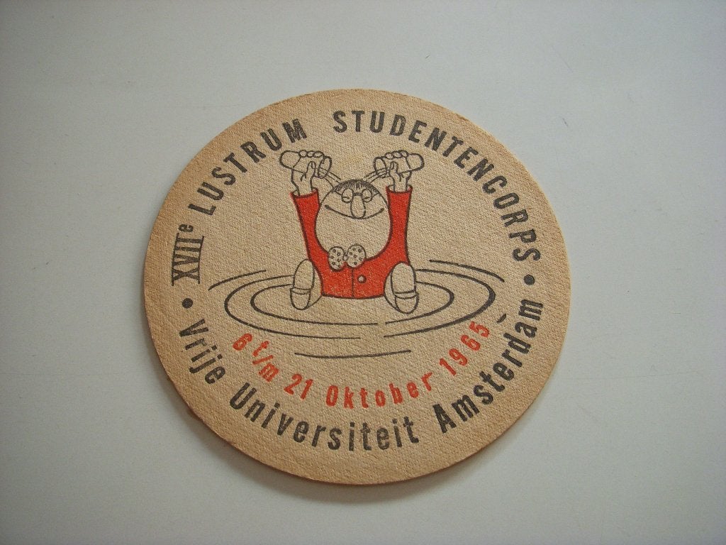 Heineken viltje Lustrum Vrije Universiteit Amsterdam 1965, Ophalen of Verzenden, Gebruikt, Viltje(s), Heineken