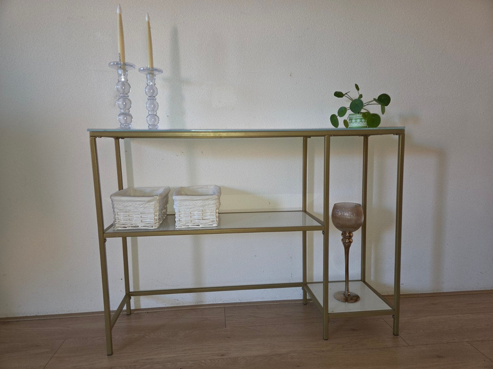 Bijzettafel met gehard glas van JYSK, Huis en Inrichting, Ophalen, 75 cm of meer, 60 cm of meer, Rechthoekig