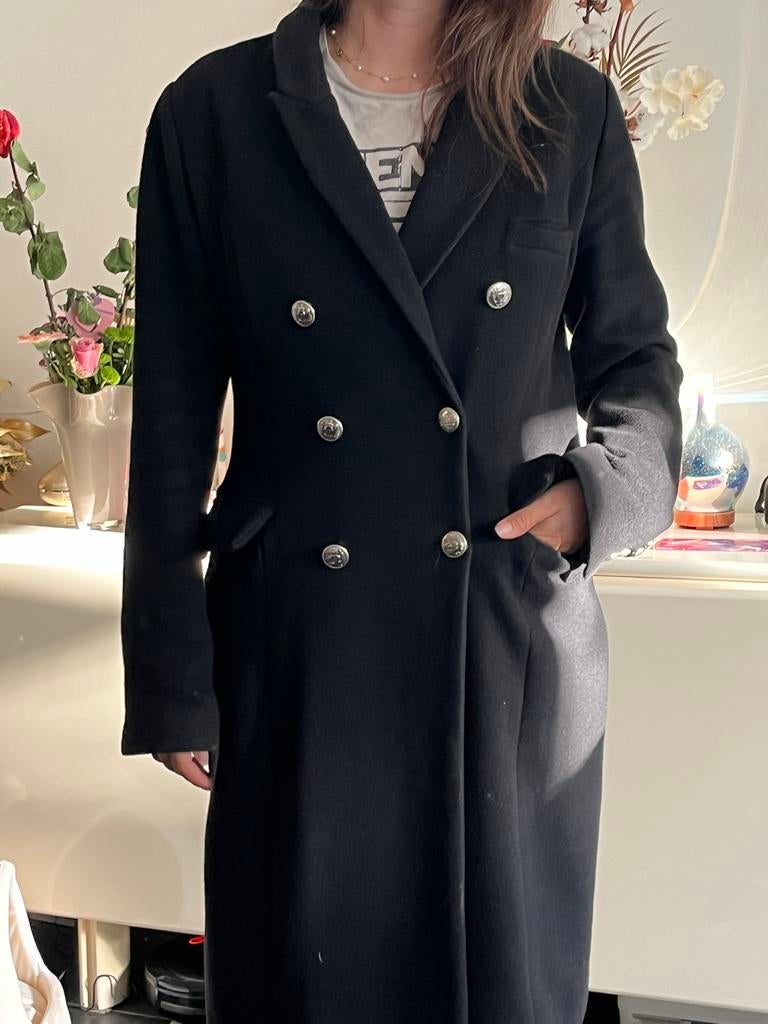 Josh V mantel jas - Zwart - Maat M/L, Kleding | Dames, Jassen | Winter, Ophalen of Verzenden, Zo goed als nieuw, Maat 42/44 (L)