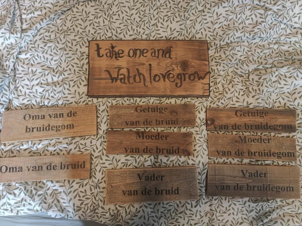 Bruiloft bordjes zitplekken en cadeaubord, Ophalen, Versiering, Geboorte of Huwelijk