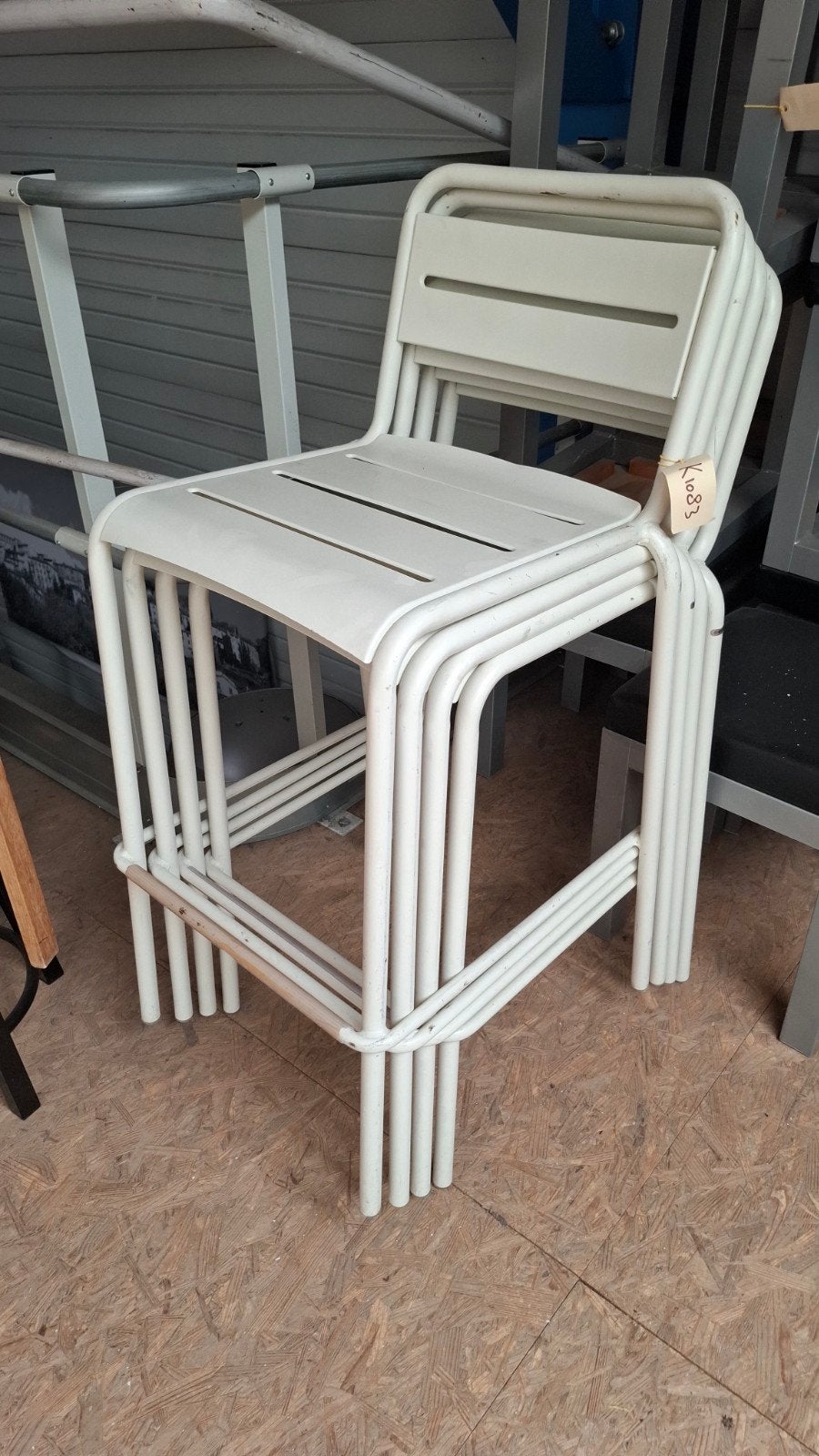 4 emu star design terras stoel & 4 kruk emu horeca partij, Ophalen of Verzenden, Gebruikt, Metaal, Vijf, Zes of meer stoelen