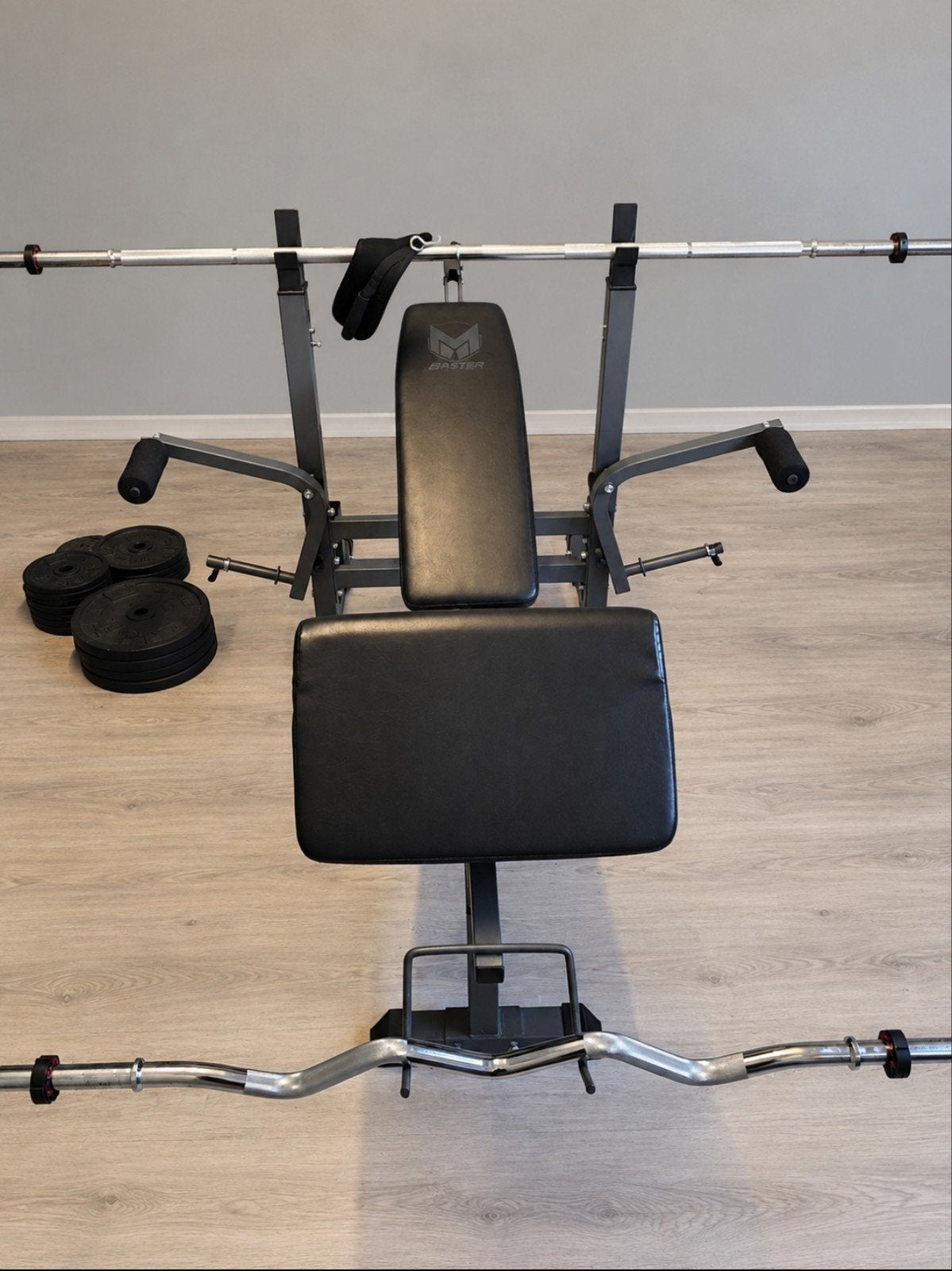 Bankdruk apparaat met gewichten - complete training, Ophalen, Zo goed als nieuw, Fitnessbank