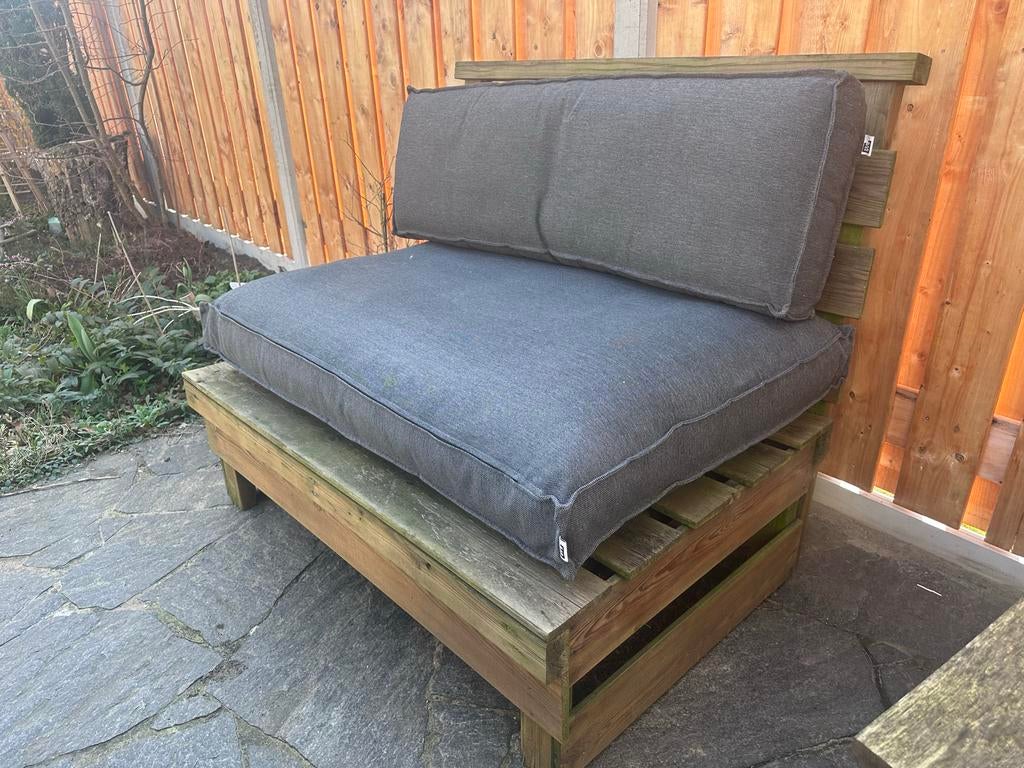 Palletbank met stevig palletkussen - Karwei, Ophalen of Verzenden, Gebruikt, Hout