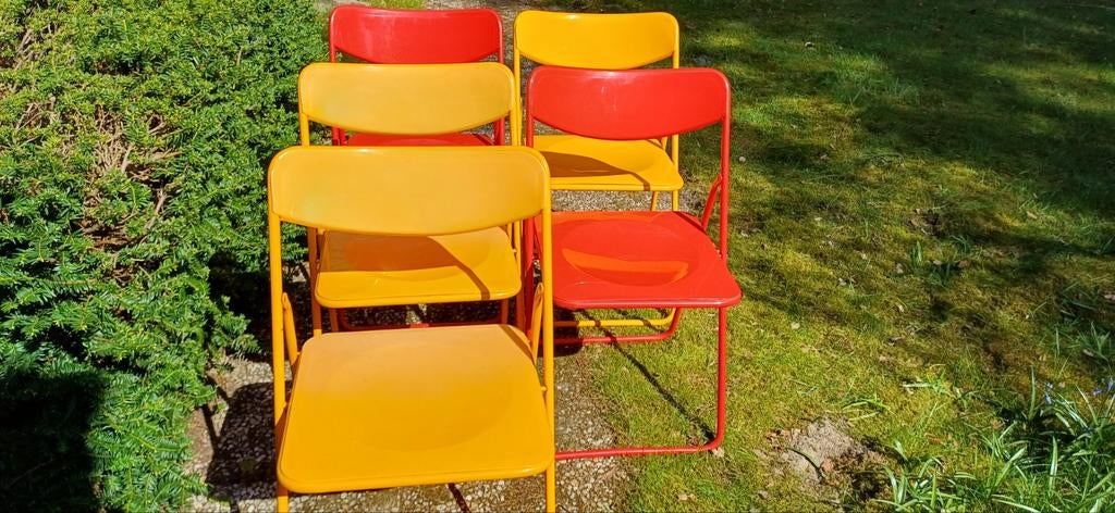 Vijf vintage Ikea klapstoelen Ted, Huis en Inrichting, Stoelen, Ophalen, Gebruikt, Overige kleuren, Vijf, Zes of meer stoelen