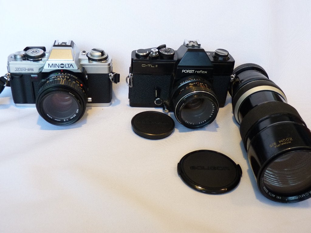 Minolta XG-M, MD 2.0/50mm en Porst reflex, Pentacon 1.8/50, Ophalen of Verzenden, Gebruikt, Spiegelreflex, Minolta