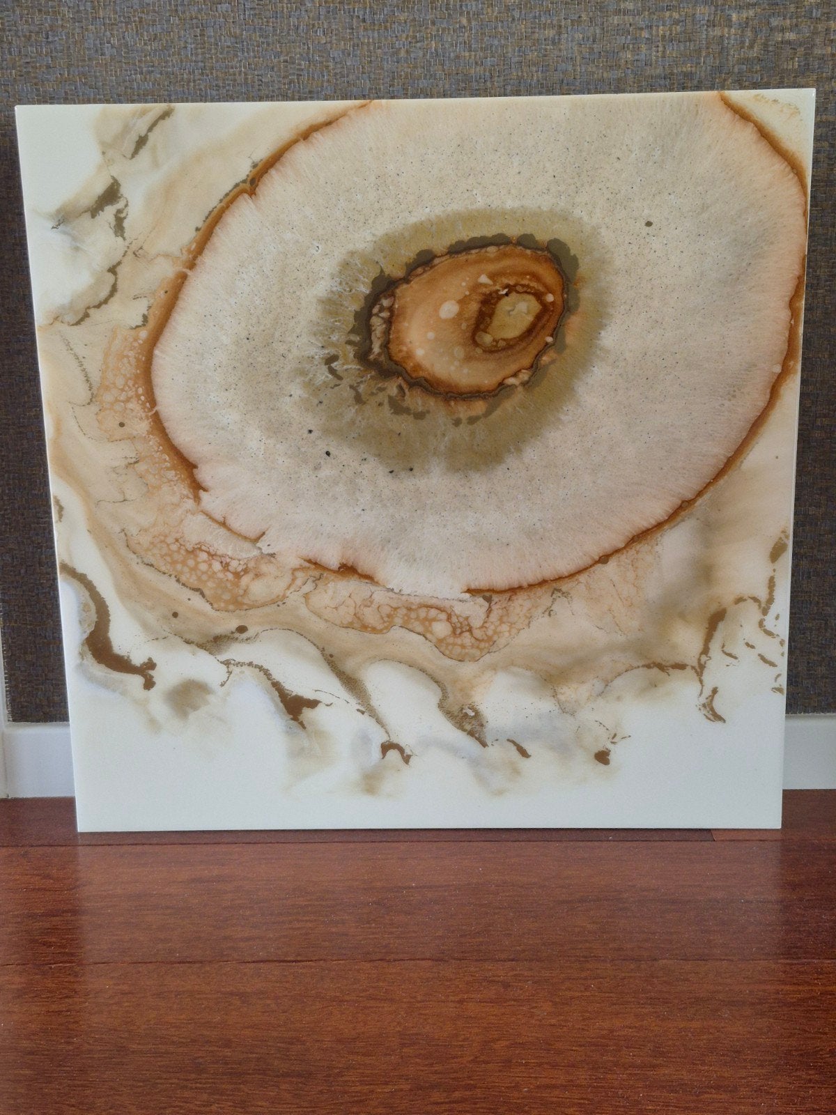 Prachtig epoxy schilderij: abstracte bruin- en goudtinten, Ophalen of Verzenden