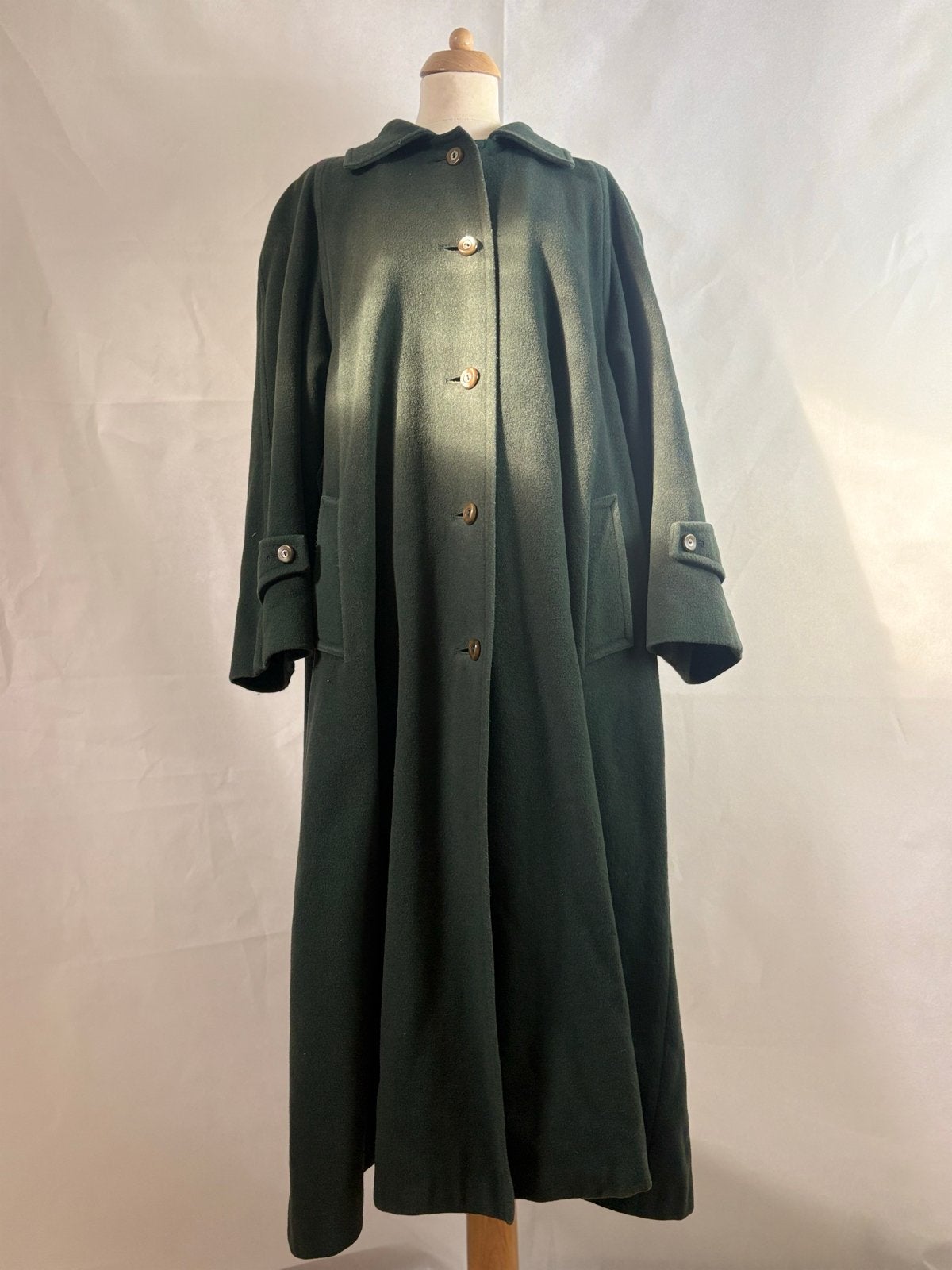 Vintage Lodenfrey cape jas - Donkergroen - Maat 42, Kleding | Dames, Ophalen of Verzenden, Zo goed als nieuw, Maat 42/44 (L), Groen