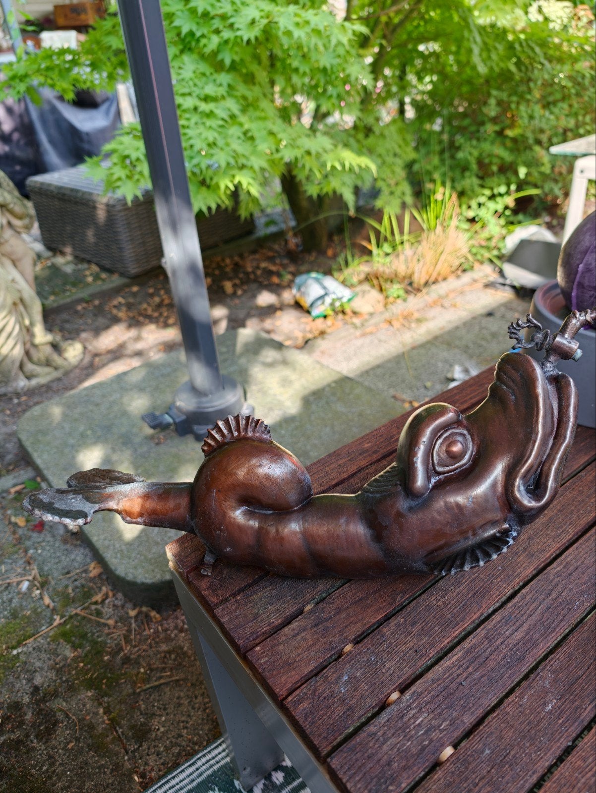 Antieke Dolfijn/Draak Fontein in Koper en Brons, Frankrijk, Antiek en Kunst, Antiek | Koper en Brons, Koper, Ophalen of Verzenden