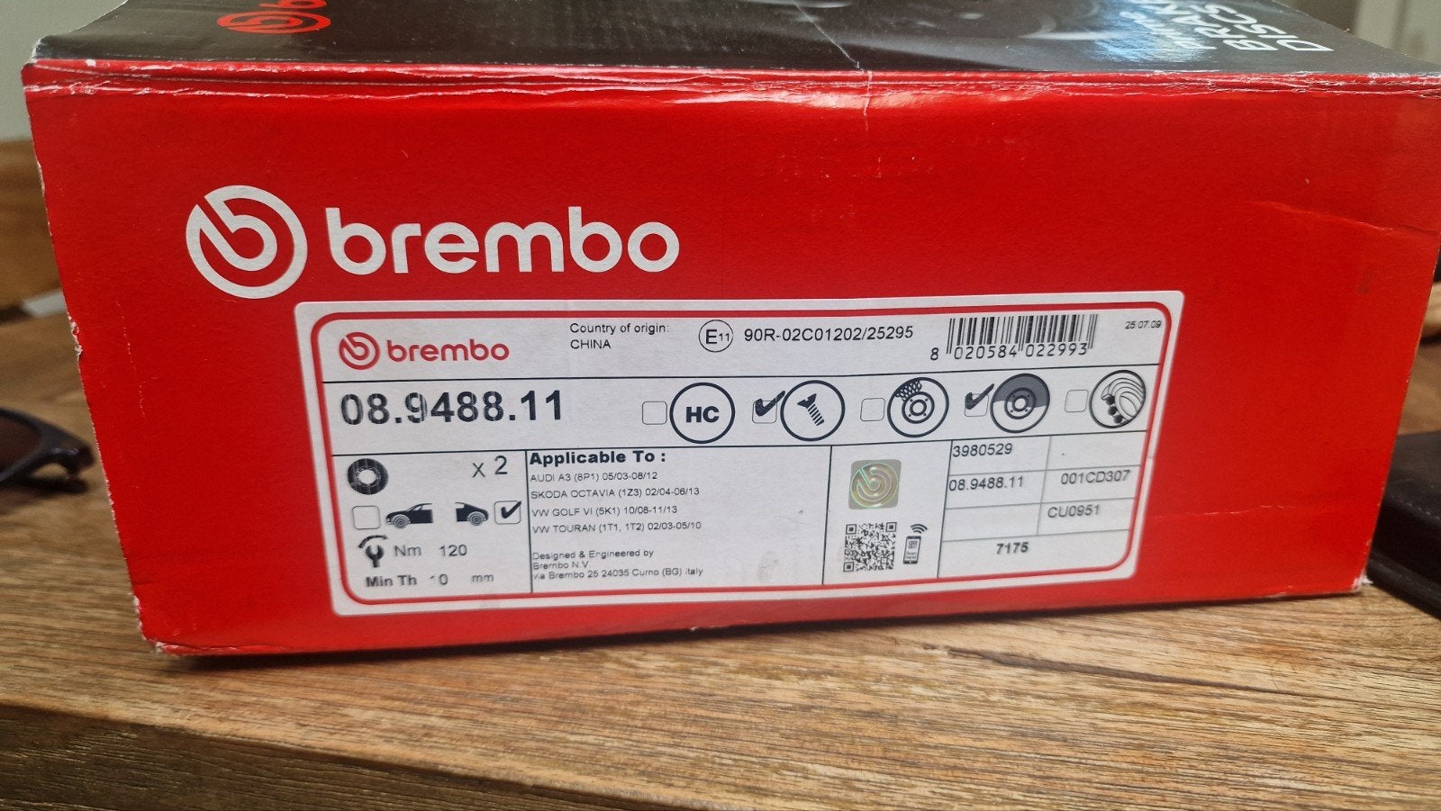 Brembo Achterrem Schijven - Nieuw in Doos (08.9488.11), Auto-onderdelen, Remmen en Aandrijving, Ophalen of Verzenden