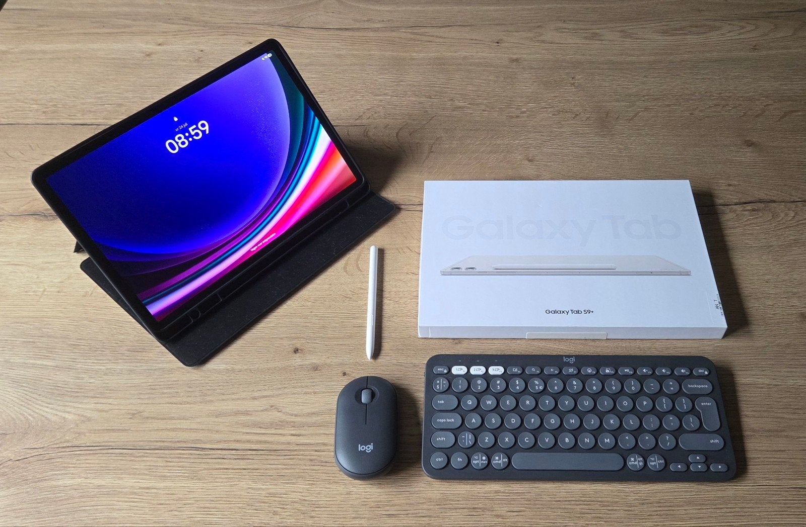 Samsung Galaxy Tab S9+ 512GB met Logitech Pebble Combo 2, Ophalen, 12 inch, Zo goed als nieuw, Samsung