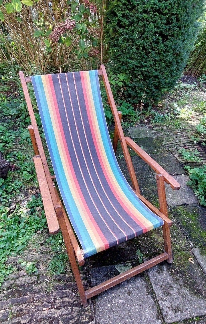Vintage houten strandstoel, Ophalen