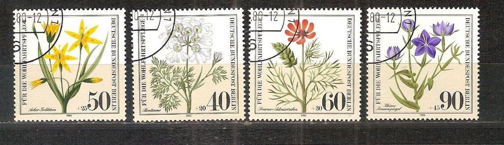 Bloemen 25 Berlin 629-632, Ophalen of Verzenden, Gestempeld, Dier of Natuur