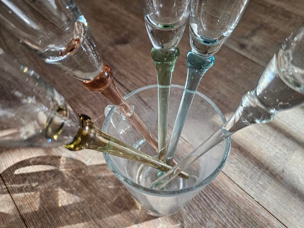Vintage champagne glazen, zonder voet, Ophalen of Verzenden