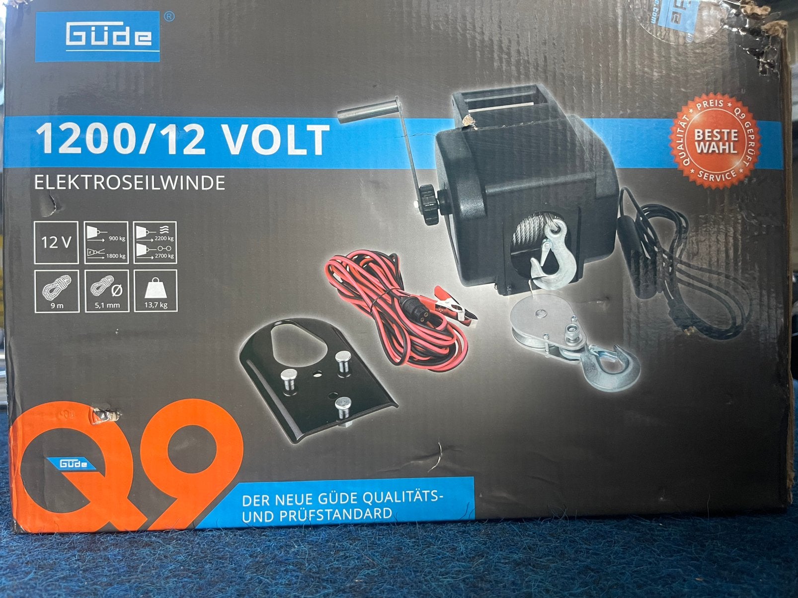 Güde Q9 1200/12V elektrische kabellier, Ophalen, Nieuw, Motor en Techniek
