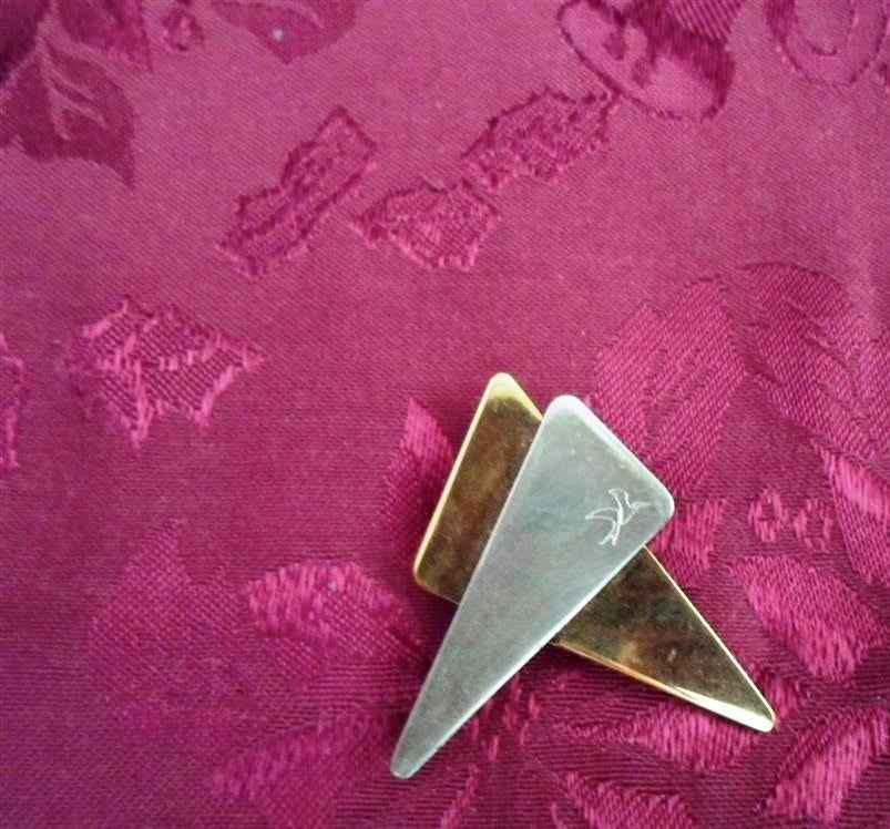 Broche. Art deco stijl met afb. vogel. zilver/goudkleurig, Overige materialen, 4 tot 7 cm, Overige kleuren, Ophalen of Verzenden