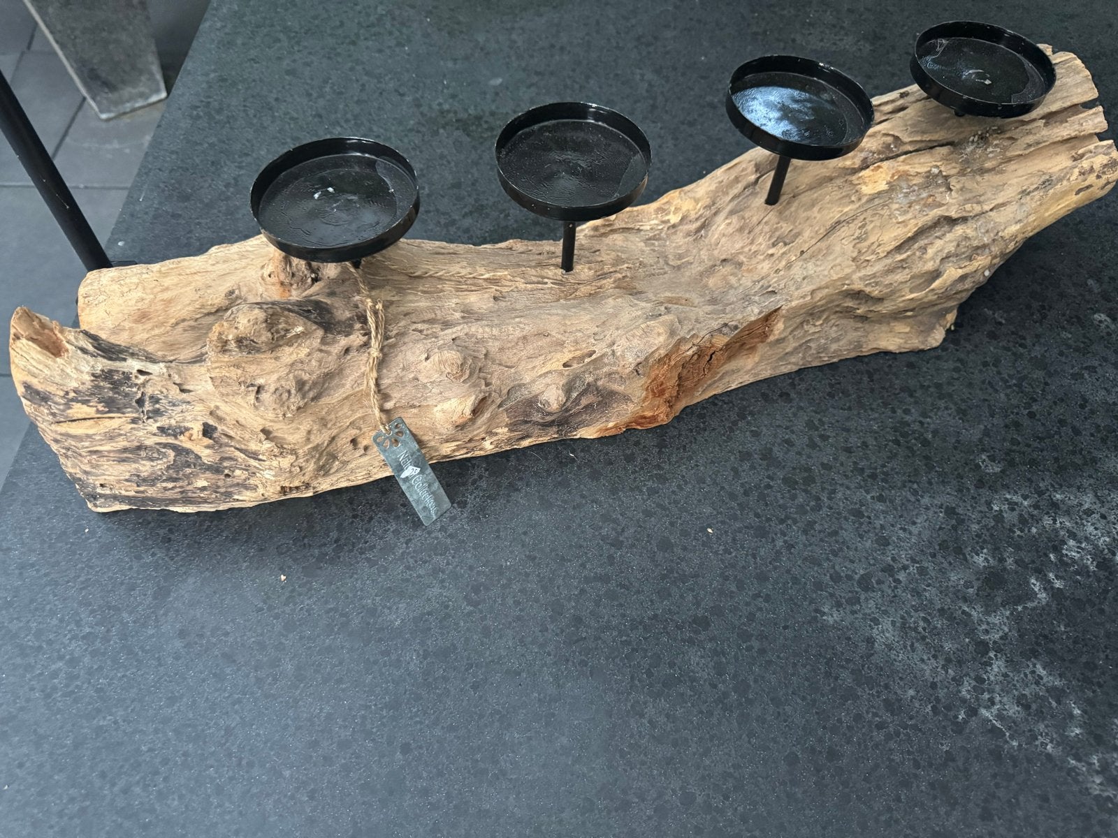 Teak houten decoratie natural collection, Ophalen, Gebruikt, Bruin, Kandelaar