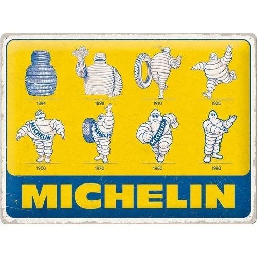 Michelin Bibendum logo evolution relief metalen reclamebord, Ophalen of Verzenden, Nieuw, Auto's