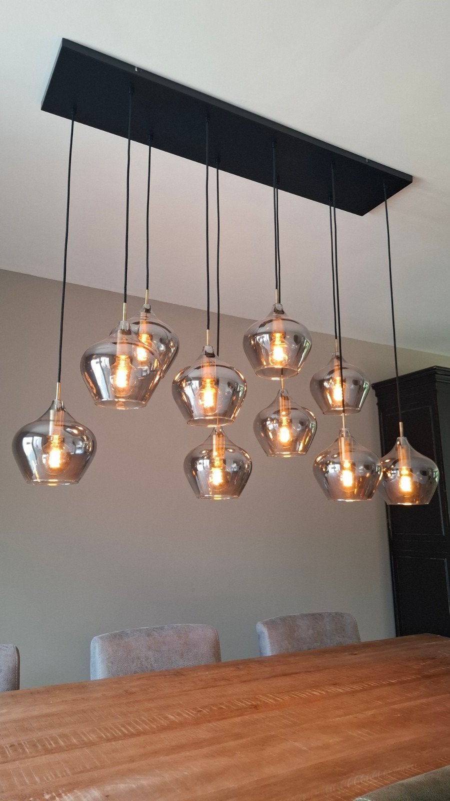 Light & Living Rakel hanglamp brons met 10 lichtpunten, Modern, Industrieel, Design, Ophalen of Verzenden, Zo goed als nieuw, Glas