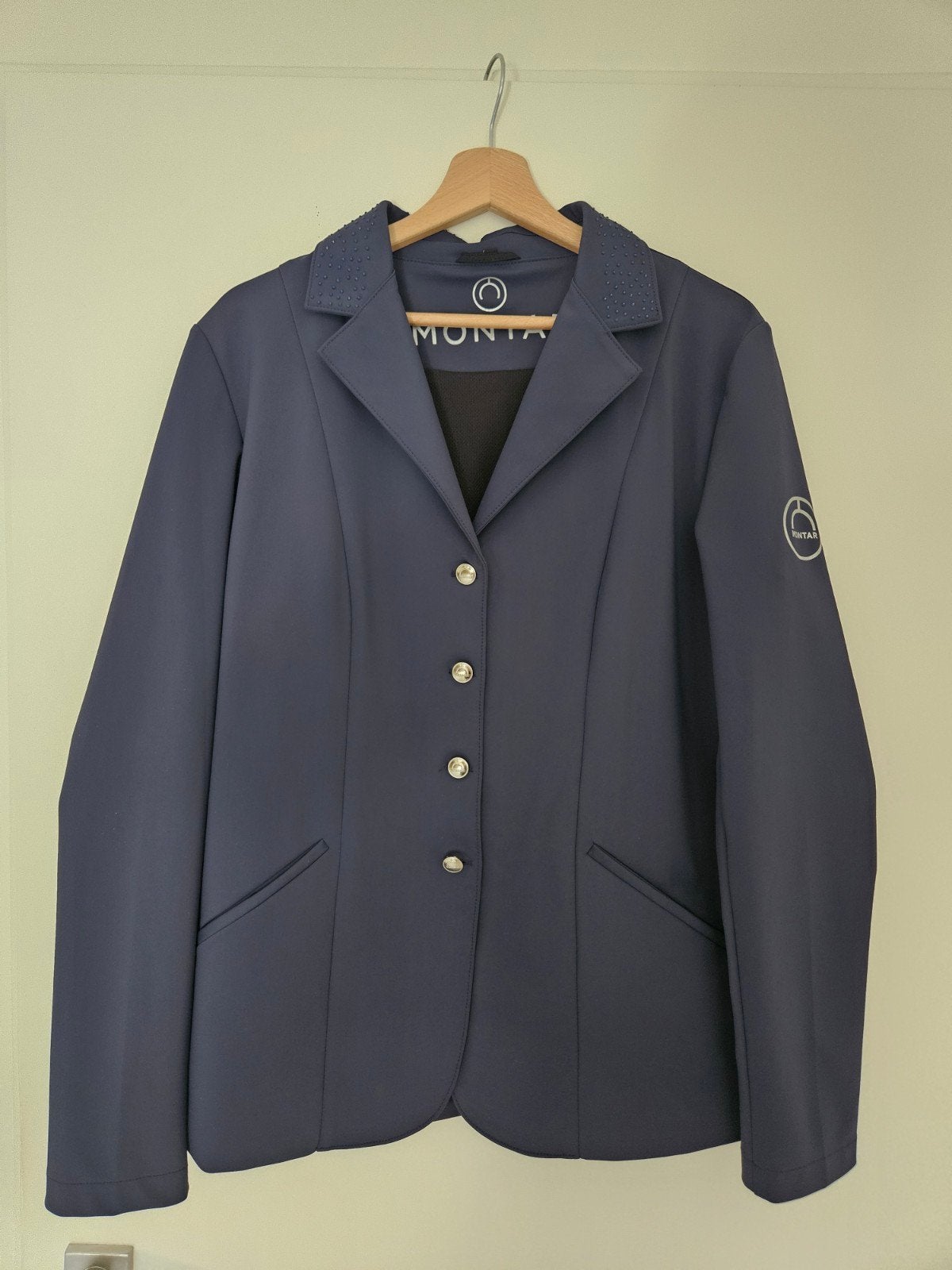Wedstrijdjasje Montar maat 44, Dieren en Toebehoren, Paardrijkleding, Blauw, Met stretch, Dressuur, Ophalen of Verzenden