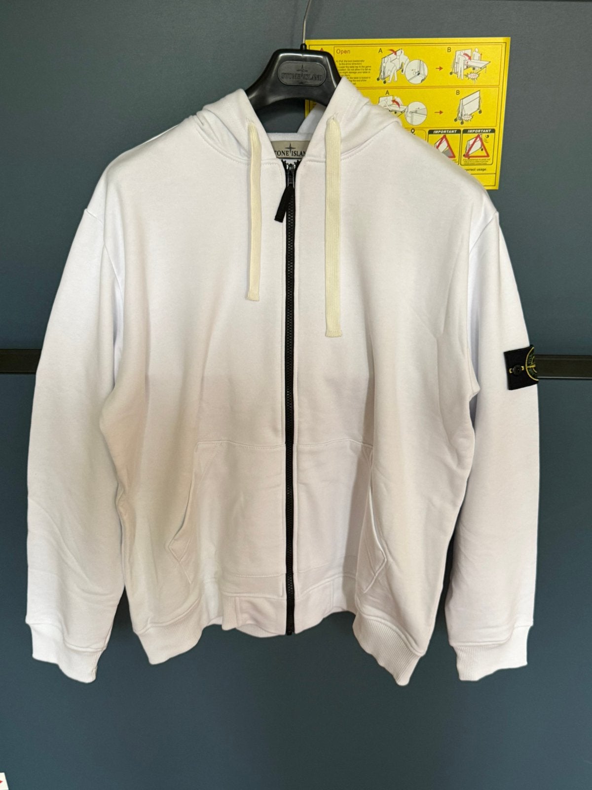 Stone Island XXL Witte zip hoodie, Kleding | Heren, Jassen | Zomer, Ophalen, Zo goed als nieuw, Overige maten, Wit