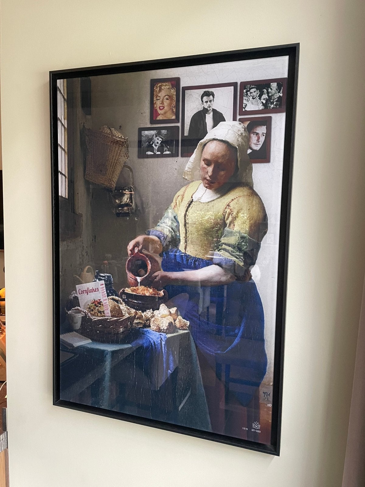 Melkmeisje van Vermeer (plexiglas met houten baklijst), Ophalen, Oorspronkelijke maker, 75 – 100, 50 tot 75 cm