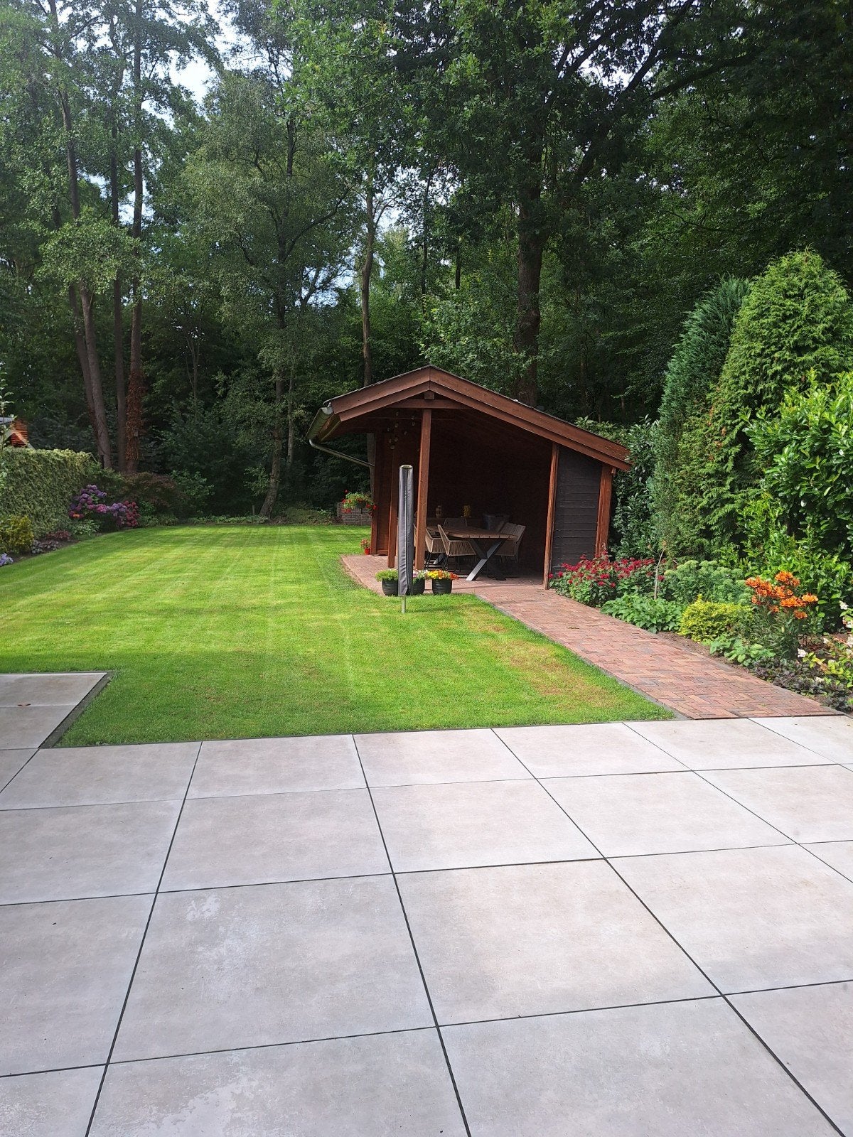 Houten overkapping te koop incl pannen, Ophalen, Gebruikt, Tuinpaviljoen