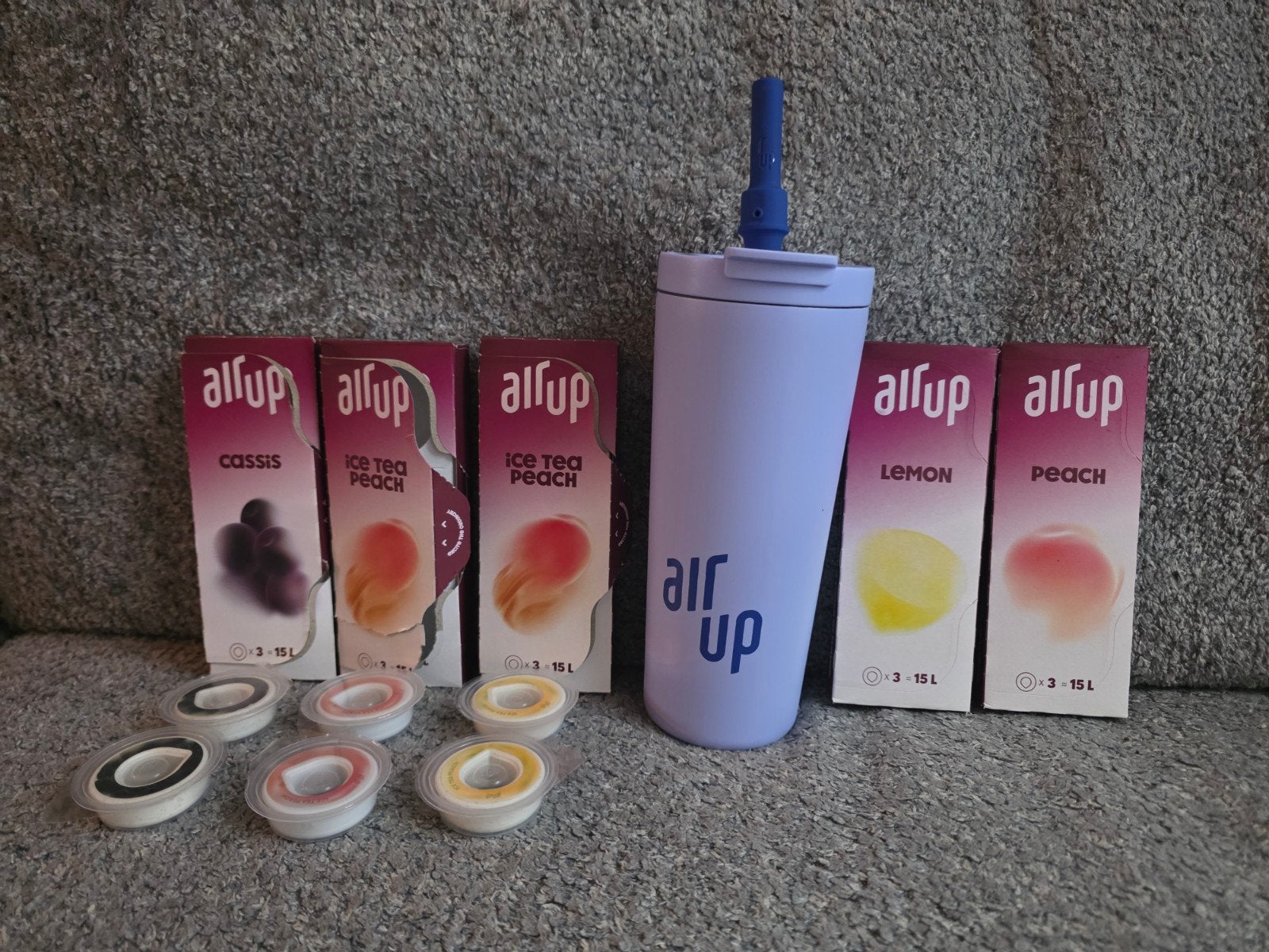 Air Up fles met 12 pods - Zo goed als nieuw, Blauw, Ophalen of Verzenden, Zo goed als nieuw, Metaal