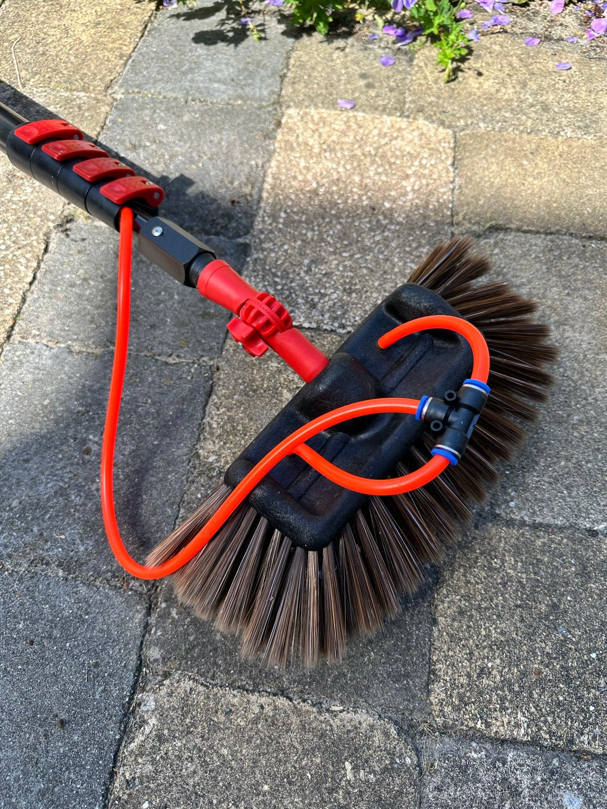 Shine Waterborstel Deluxe 6,5m met Raamwisser & Zeepdispense, Ophalen, Bezem of Borstel
