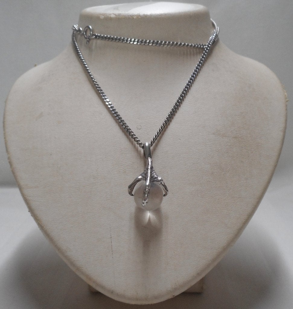 Zilveren ketting met aparte hanger klauw nr.1048, Met hanger, Verzenden, Zo goed als nieuw, Zilver