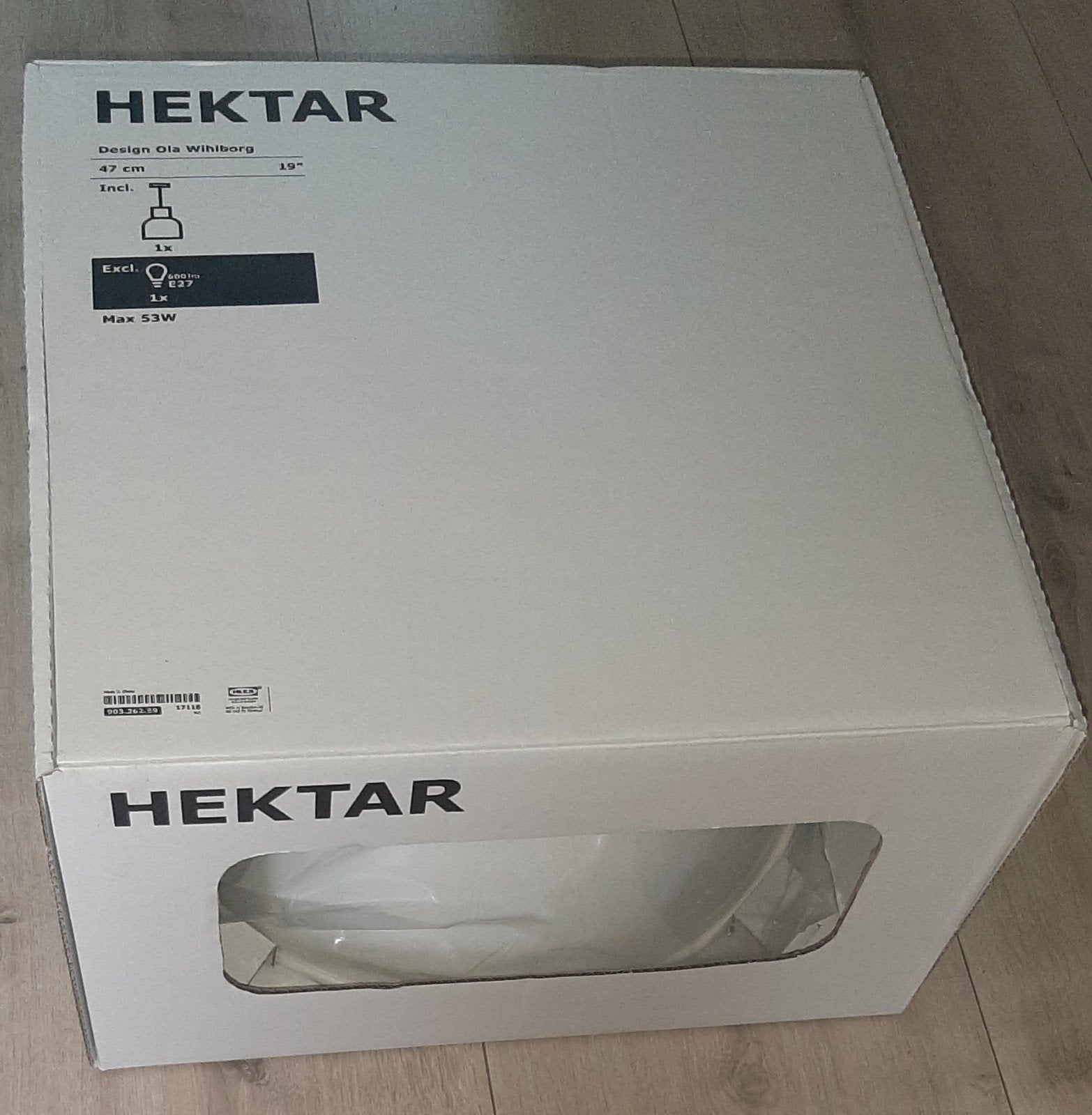 Nieuw in doos: IKEA Hektar hanglamp wit (47 cm), Ophalen, Nieuw, Industrieel, Modern, E27 (groot)