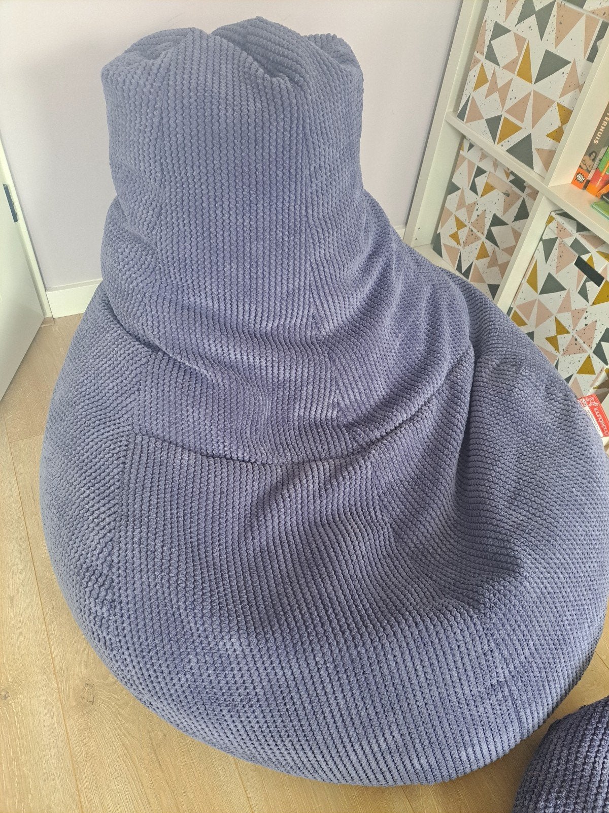 Lounge Pug zitzak en poef - Zo goed als nieuw, Huis en Inrichting, Zitzakken, Ophalen, Zo goed als nieuw, Paars, Zitzak