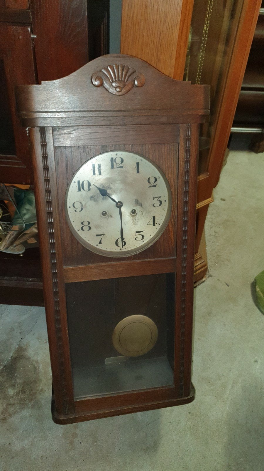 Antieke houten hangklok met slinger, Antiek en Kunst, Ophalen