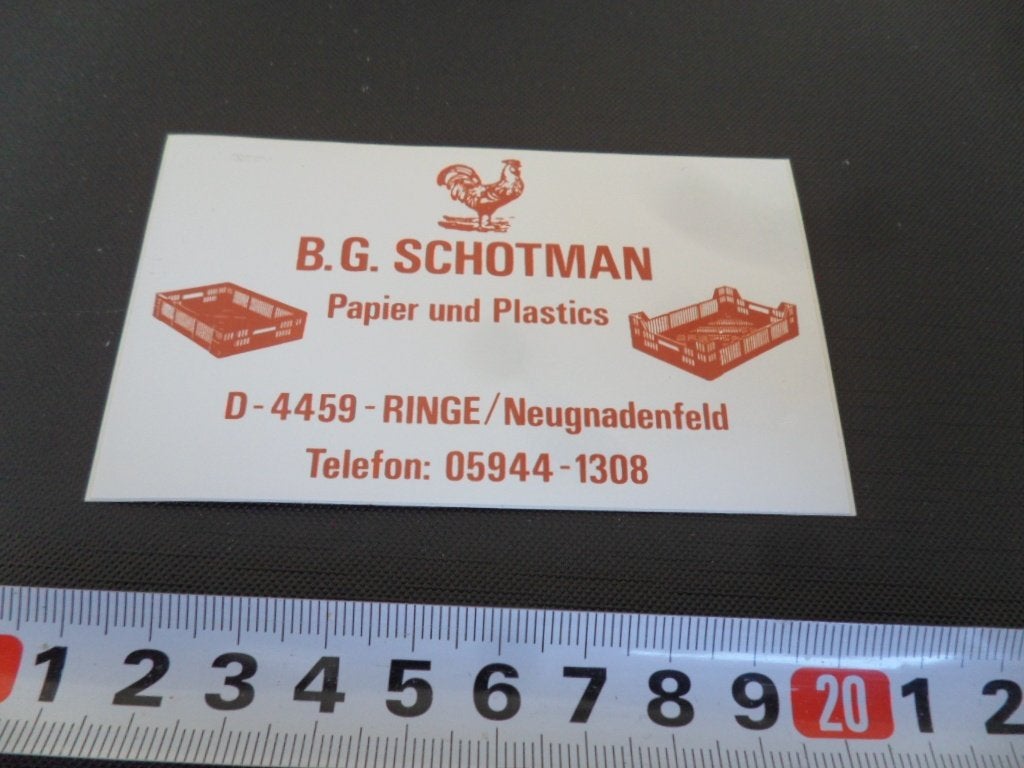 sticker Duitsland Ringe Neugnadenfeld B.G. SCHOTMAN Papier*, Ophalen, Zo goed als nieuw