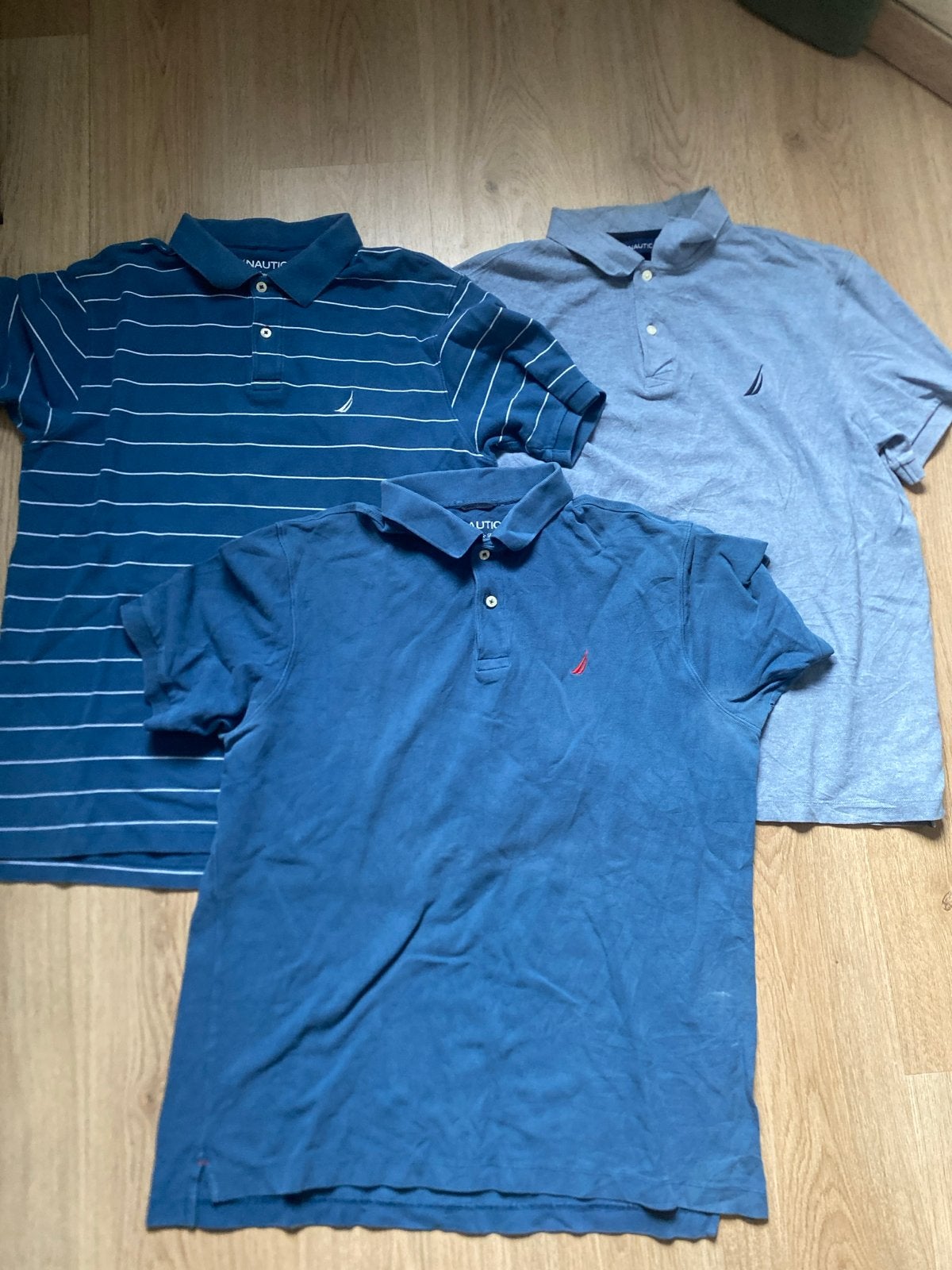 Nautica Polo Shirts Maat L - Set van 3, Ophalen of Verzenden, Gedragen, Maat 52/54 (L), Blauw