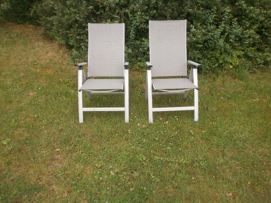 2 tuinstoelen, Ophalen, Gebruikt, Aluminium, Verstelbaar