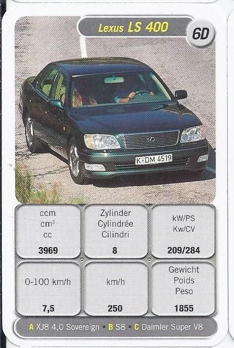 Kw4545 autokaartje lexus ls 400 ( 6d ), Ophalen of Verzenden, Zo goed als nieuw, Auto's