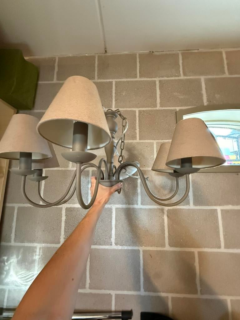 hanglamp taupe met kapjes, Ophalen of Verzenden, Zo goed als nieuw