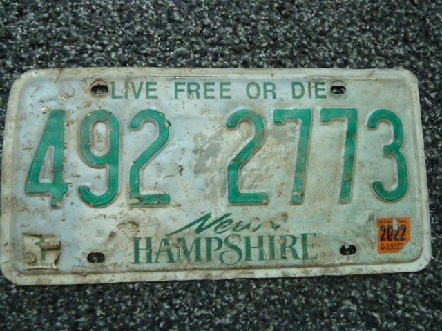 Kentekenplaat licenseplate New Hampshire 2022 USA, Verzenden, Gebruikt, Auto's