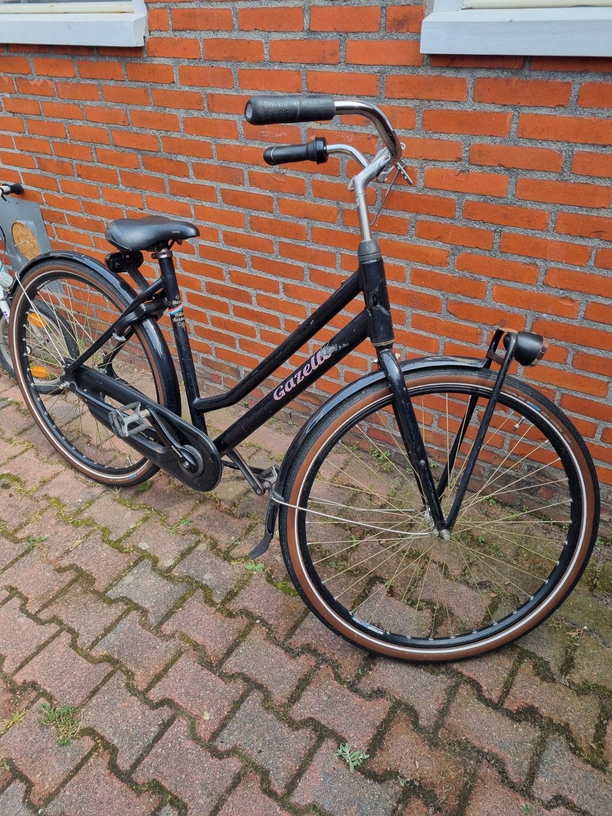 Gazelle damesfiets, zwart, met voordrager, Ophalen, Velgrem, Gazelle, 53 tot 56 cm