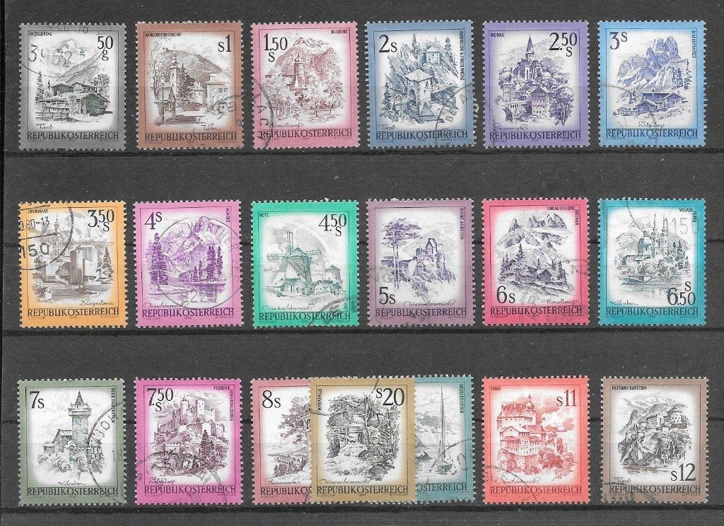 Oostenrijk 1973-1982 Landschappen en bouwwerken, Postzegels en Munten, Postzegels | Europa | Oostenrijk, Verzenden, Gestempeld
