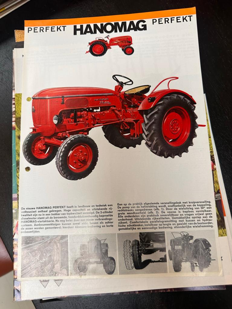 Oude folder Hanomag Perfekt tractor jaren '60, Ophalen of Verzenden, Zo goed als nieuw, Overige typen
