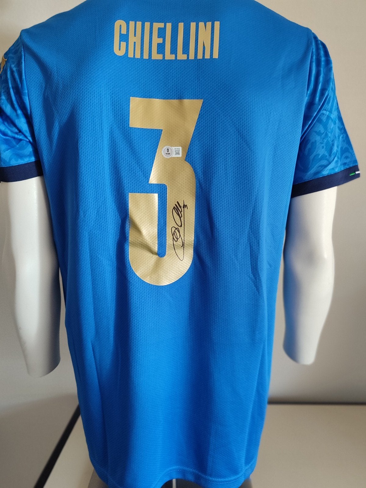 shirt Italië met handtekening van Chiellini met Beckett COA., Ophalen of Verzenden, Nieuw, Buitenlandse clubs, Shirt