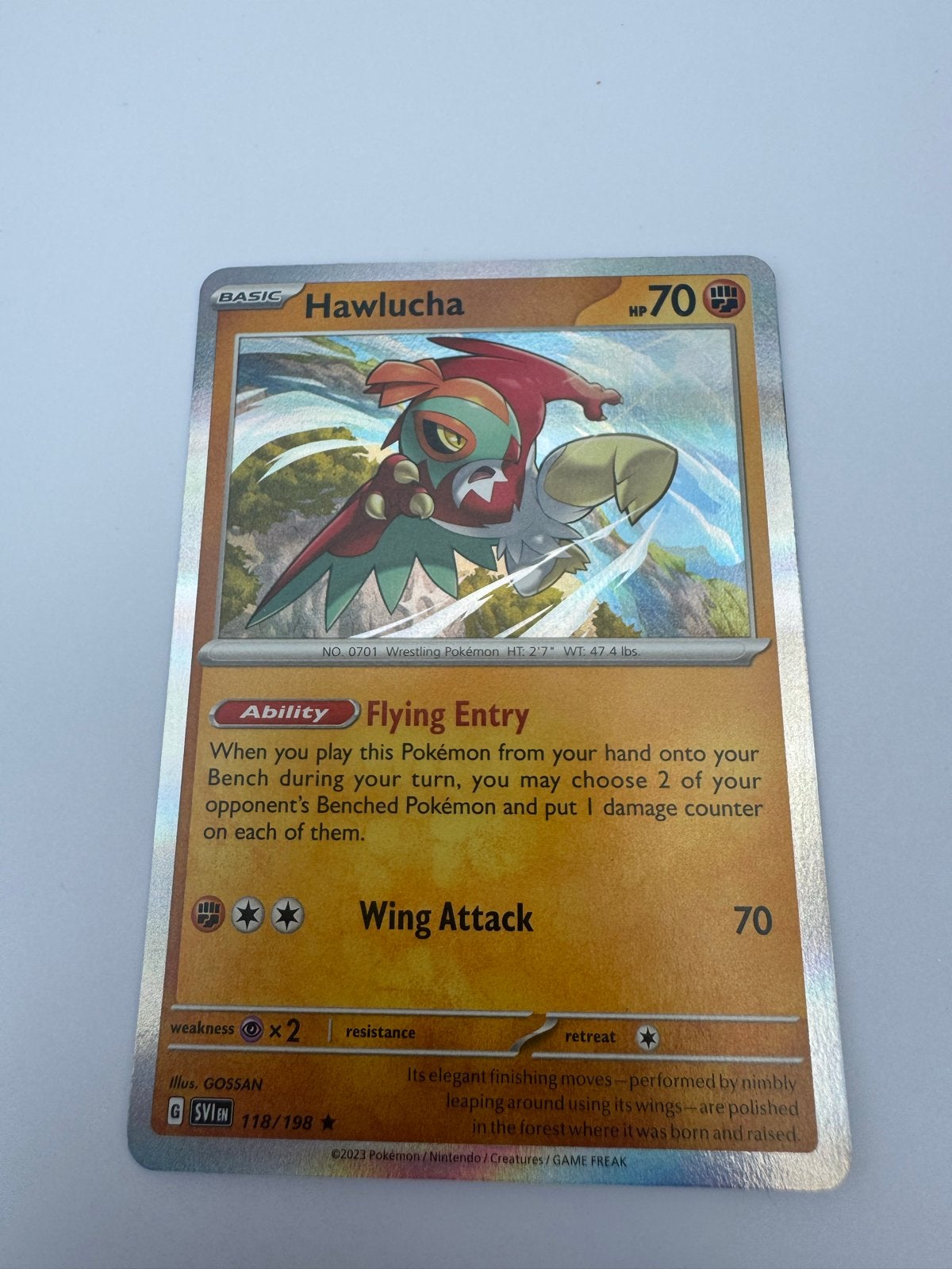 Hawlucha 118/198 Reverse Holo Pokémon Kaart, Ophalen of Verzenden, Zo goed als nieuw, Losse kaart, Foil