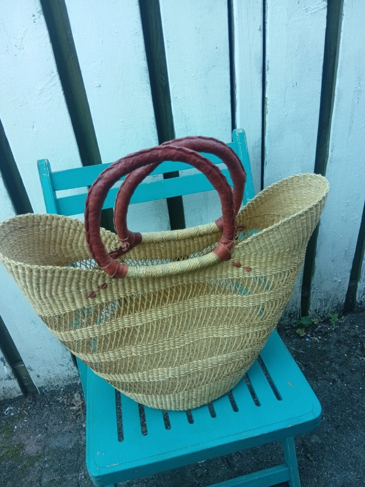 U shopper Ghana 2 lederen handvatten oersterk, Ophalen of Verzenden, Nieuw, Ovaal, Overige materialen