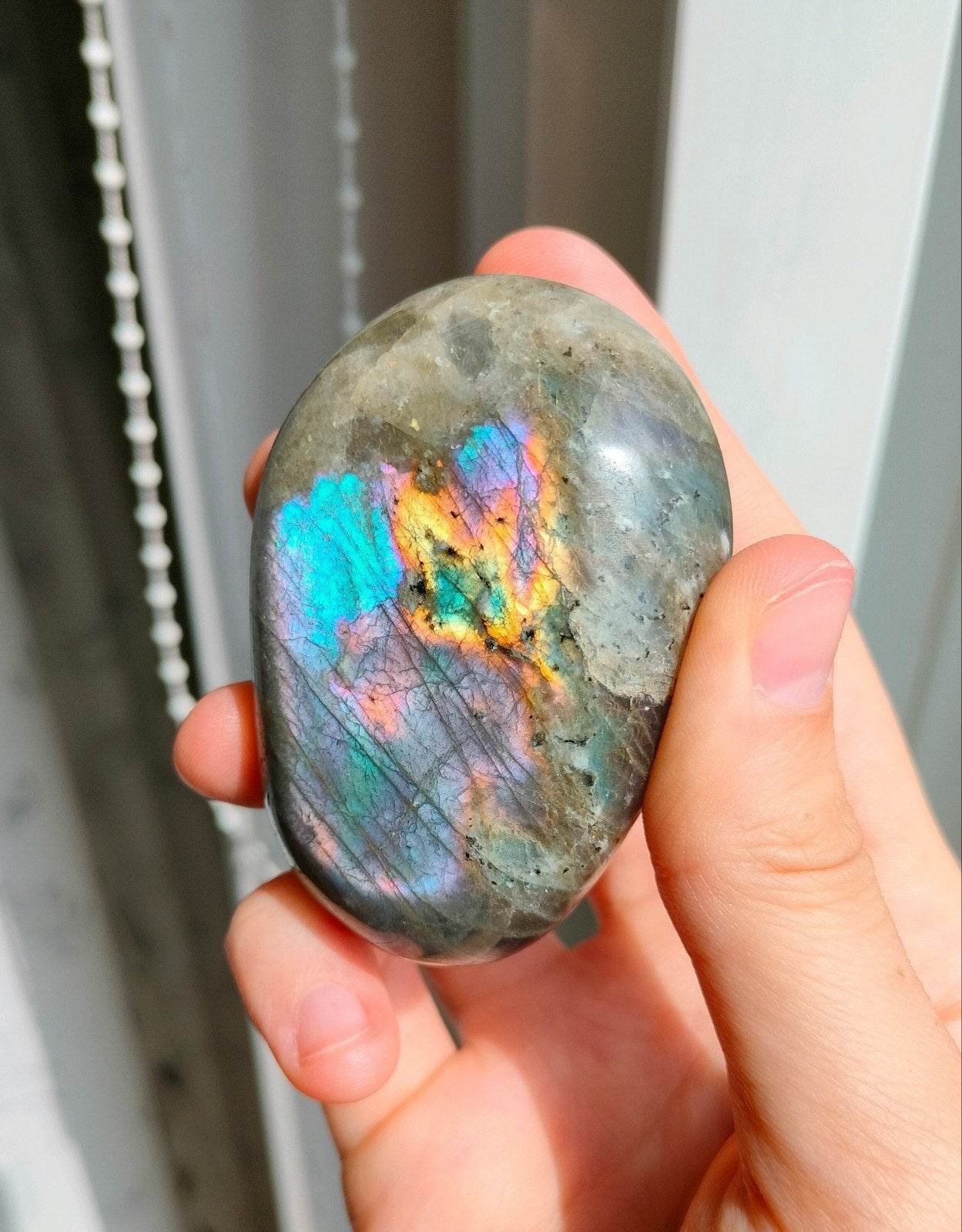 Labradoriet palmsteen #2 / labradorite palm stone, Ophalen of Verzenden, Mineraal