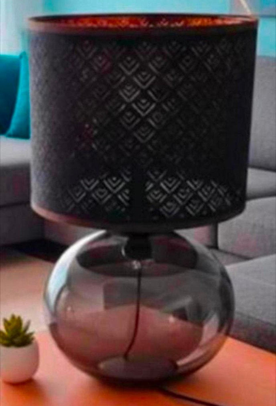 65 cm Tafellamp glas met ikea lampenkap, Ophalen, Zo goed als nieuw
