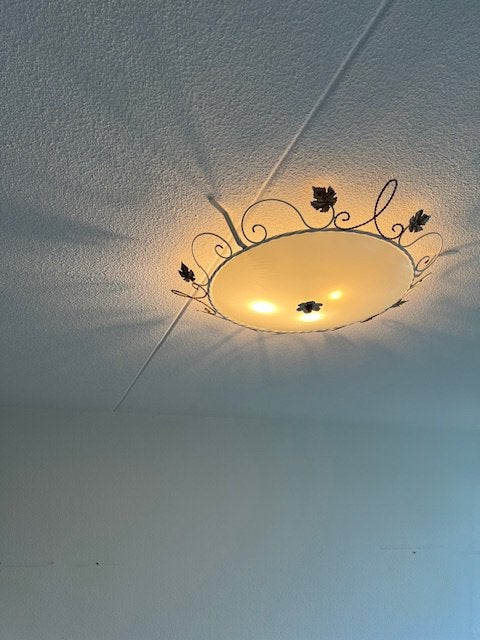 Vintage glazen plafondlamp, Ophalen, Gebruikt, Glas, Plafondlamp