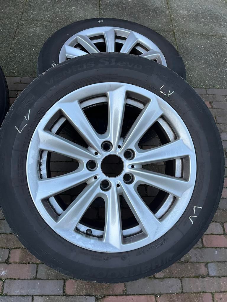 BMW (f31) aluminium Velgen met zomer/winterbanden 17 inch, Ophalen, Gebruikt, Banden en Velgen, 17 inch